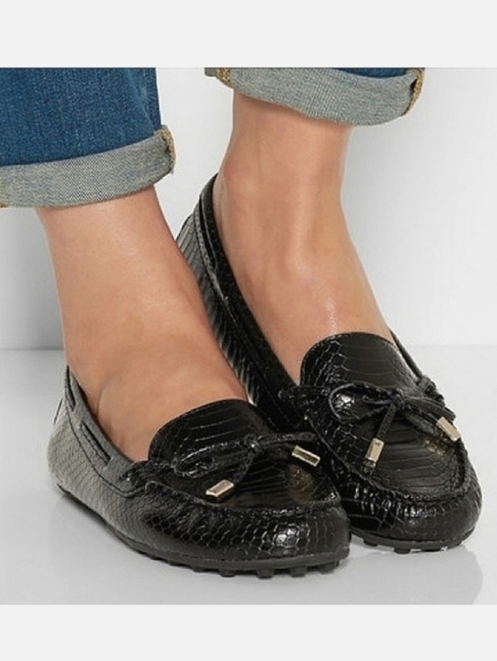 Michael Kors Daisy Moc Loafers US 7.5 Snake Embossed Leather Flats